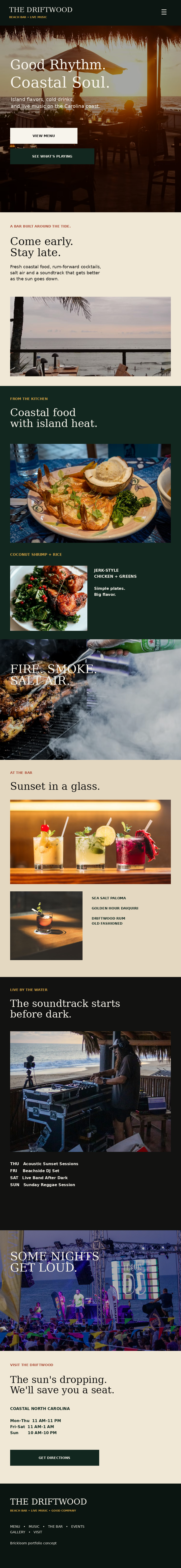 The Driftwood concept website — mobile homepage